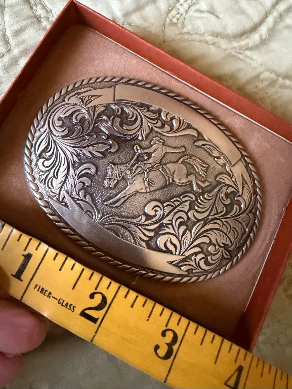 VTG 70s 80s Rawcliffe Solid Brass Rodeo Bronco Belt Buckle Antique Silver Tone